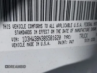 2008 Dodge Dakota с VIN 1D3HW38N38S581620, выставлен на аукционе IAAI как лот 41961741 с пробегом 133 760 миль миль и . История ставок и продаж доступна на DreamBid. Изображение 9.