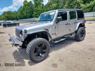 2019 Jeep Wrangler Unlimited Sahara with VIN 1C4HJXEG2KW593973, listed as a Copart auction lot 58437705 with 68,702 mi miles and Non repairable. Bid and sale history available at DreamBid. Image 1.