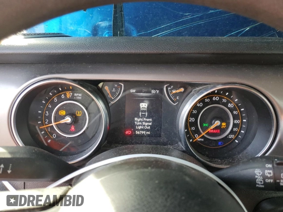 2021 Jeep Wrangler Sport S with VIN 1C4GJXAG2MW762104, listed as a Copart auction lot 46620845 with 56,799 mi miles and Salvage Title. Bid and sale history available at DreamBid. Image 9.