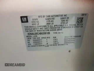 2011 Chevrolet Equinox 1LT with VIN 2CNALDEC4B6206109, listed as a Copart auction lot 54081005 with 103,387 mi miles and Salvage Title. Bid and sale history available at DreamBid. Image 13.