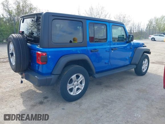 2021 Jeep Wrangler Unlimited Sport S z VIN 1C4HJXDG4MW743151, wystawiony jako IAAI lot #42204776 z przebiegiem 42 363 mil mil oraz . Historia ofert i sprzedaży dostępna na DreamBid. Obrazek 4.