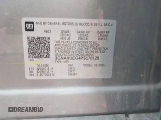 2023 Chevrolet Equinox LT with VIN 3GNAXUEG4PS178128, listed as a IAAI auction lot 42484557 with 56,496 mi miles and . Bid and sale history available at DreamBid. Image 9.