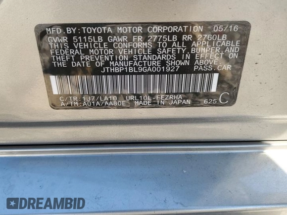 2016 Lexus GS F with VIN JTHBP1BL9GA001927, listed as a Copart auction lot 50694925 with 0 mi miles and Salvage Title. Bid and sale history available at carsss.com. Image 12.