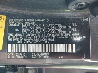 2009 Toyota Highlander z VIN JTEES41A292122256, wystawiony jako IAAI lot #42466861 z przebiegiem 271 867 mil mil oraz . Historia ofert i sprzedaży dostępna na DreamBid. Obrazek 9.