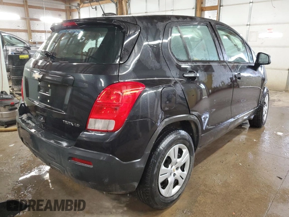 2015 Chevrolet Trax LS with VIN 3GNCJKSB8FL229999, listed as a Copart auction lot 45840835 with 109,423 mi miles and Salvage Title. Bid and sale history available at carsss.com. Image 3.