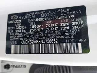 2022 Hyundai Kona SEL with VIN KM8K62AB8NU758652, listed as a IAAI auction lot 41692410 with 10,732 mi miles. Bid and sale history available at carsss.com. Image 9.