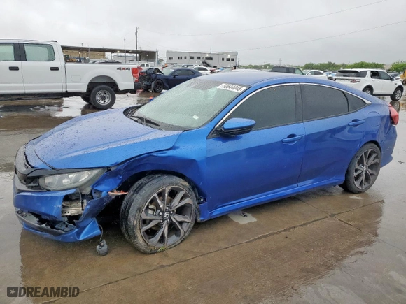 2019 Honda Civic Sedan Sport with VIN 19XFC2F82KE022215, listed as a Copart auction lot 50644045 with 66,756 mi miles and Salvage Title. Bid and sale history available at carsss.com. Image 1.