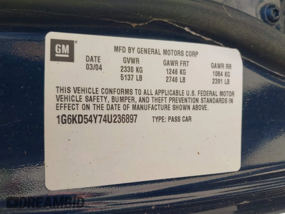 2004 Cadillac DeVille z VIN 1G6KD54Y74U236897, wystawiony jako IAAI lot #42058904 z przebiegiem 75 226 mil mil oraz . Historia ofert i sprzedaży dostępna na DreamBid. Obrazek 9.