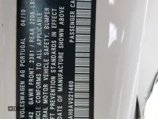2010 Volkswagen Eos Komfort с VIN WVWBA7AH6AV021460, выставлен на аукционе Copart как лот 58168465 с пробегом 79 708 миль миль и Списание • Salvage title. История ставок и продаж доступна на DreamBid. Изображение 12.