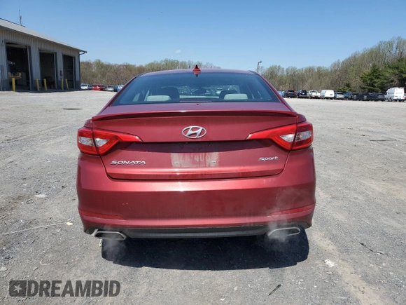 2016 Hyundai Sonata Sport with VIN 5NPE34AF9GH261907, listed as a Copart auction lot 52534385 with 100,644 mi miles and Salvage Title. Bid and sale history available at DreamBid. Image 6.