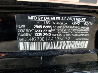 2010 Mercedes-Benz S 550 with VIN WDDNG7BB1AA326822, listed as a Copart auction lot 52373325 with 105,313 mi miles and Salvage Title. Bid and sale history available at DreamBid. Image 12.
