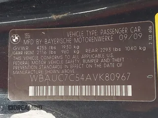 2010 BMW 1 Series 135i with VIN WBAUC7C54AVK80967, listed as a IAAI auction lot 42553077 with Not provided miles and . Bid and sale history available at DreamBid. Image 9.