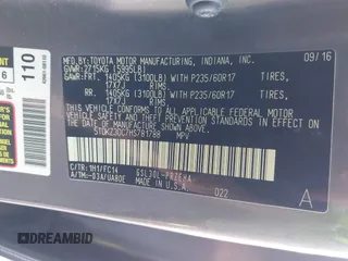 2017 Toyota Sienna LE Auto Access Seat with VIN 5TDKZ3DC7HS781788, listed as a IAAI auction lot 41793638 with 65,529 mi miles. Bid and sale history available at carsss.com. Image 9.