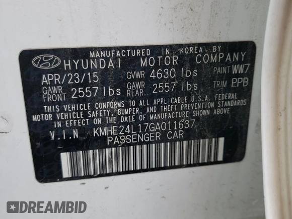 2016 Hyundai Sonata Hybrid SE with VIN KMHE24L17GA011637, listed as a Copart auction lot 73576332 with 170,747 mi miles. Bid and sale history available at carsss.com. Image 12.
