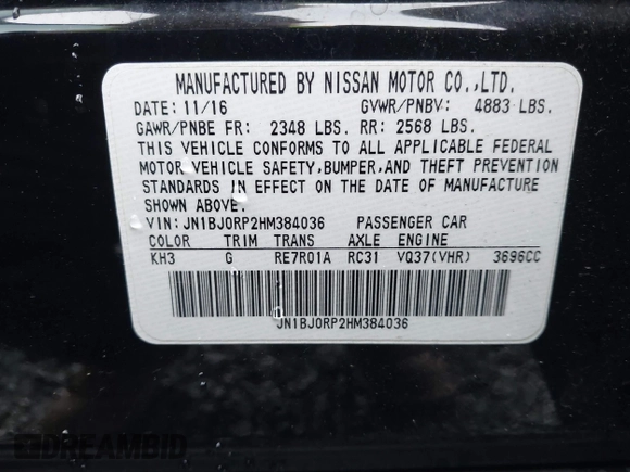 2017 Infiniti QX50 with VIN JN1BJ0RP2HM384036, listed as a IAAI auction lot 41422304 with 89,843 mi miles. Bid and sale history available at carsss.com. Image 9.