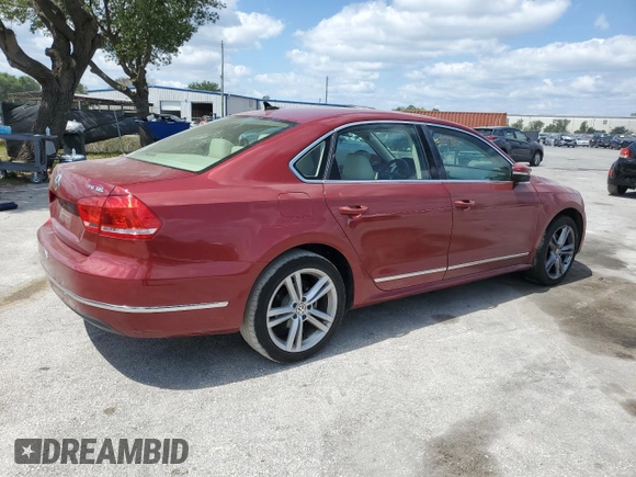 2015 Volkswagen Passat SEL Premium with VIN 1VWCT7A33FC123141, listed as a Copart auction lot 53284595 with 87,450 mi miles and Salvage title. Bid and sale history available at DreamBid. Image 3.