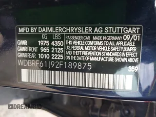2002 Mercedes-Benz C 230/260/280/320 with VIN WDBRF61J92F189875, listed as a IAAI auction lot 41774788 with 222,463 mi miles and . Bid and sale history available at carsss.com. Image 9.