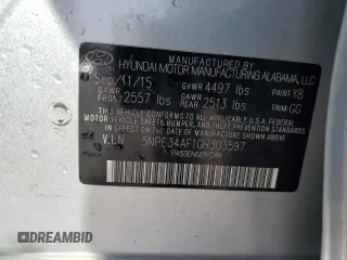2016 Hyundai Sonata Sport with VIN 5NPE34AF1GH303597, listed as a Copart auction lot 51538355 with 102,229 mi miles and Salvage Title. Bid and sale history available at DreamBid. Image 12.