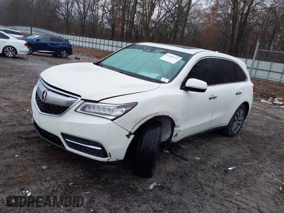 2016 Acura MDX w/Tech with VIN 5FRYD3H49GB008253, listed as a IAAI auction lot 41564115 with 127,500 mi miles. Bid and sale history available at carsss.com. Image 2.