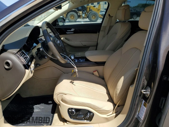 2015 Audi A8 L 4.0T with VIN WAU32AFD9FN032185, listed as a Copart auction lot 53472595 with 45,357 mi miles and Salvage Title. Bid and sale history available at carsss.com. Image 7.