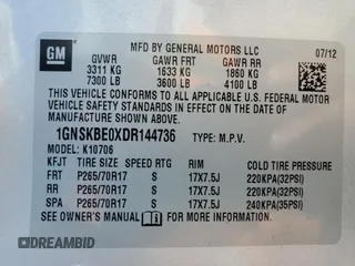 2013 Chevrolet Tahoe LT with VIN 1GNSKBE0XDR144736, listed as a Copart auction lot 58484995 with 218,448 mi miles and Clean title. Bid and sale history available at DreamBid. Image 13.