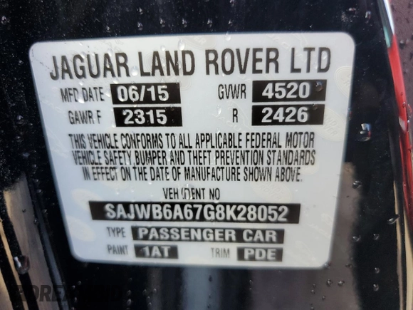 2016 Jaguar F-Type with VIN SAJWB6A67G8K28052, listed as a Copart auction lot 78084554 with Not Provided miles and Non Repairable. Bid and sale history available at DreamBid. Image 13.