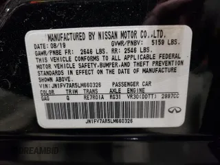 2020 Infiniti Q50 Red Sport 400 with VIN JN1FV7AR5LM660326, listed as a Copart auction lot 50599215 with 77,739 mi miles and Salvage Title. Bid and sale history available at carsss.com. Image 12.