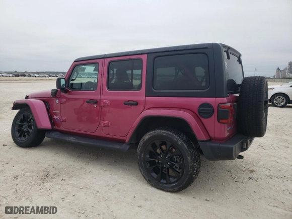 2021 Jeep Wrangler 4xe Unlimited Sahara with VIN 1C4JJXP68MW852703, listed as a Copart auction lot 45791735 with 25,437 mi miles and Salvage Title. Bid and sale history available at carsss.com. Image 2.