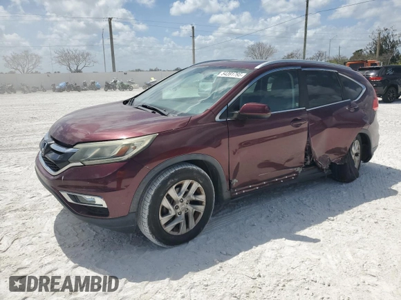 2015 Honda CR-V EX-L with VIN 2HKRM3H78FH546653, listed as a Copart auction lot 54391795 with 0 mi miles and Salvage Title. Bid and sale history available at carsss.com. Image 1.