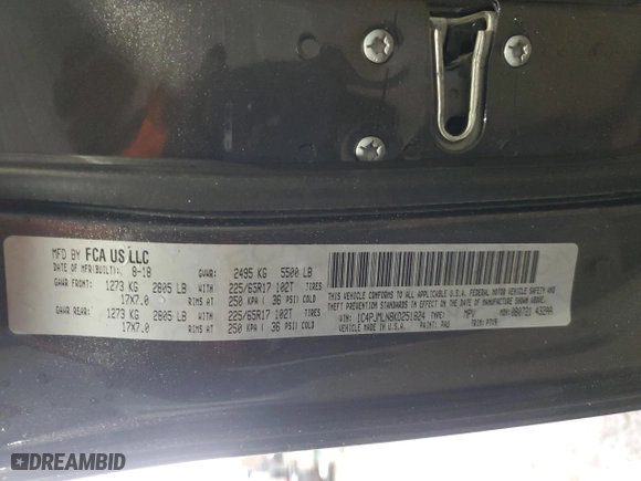 2019 Jeep Cherokee Altitude with VIN 1C4PJMLN8KD251824, listed as a Copart auction lot 49436735 with 50,689 mi miles and Salvage Title. Bid and sale history available at carsss.com. Image 13.