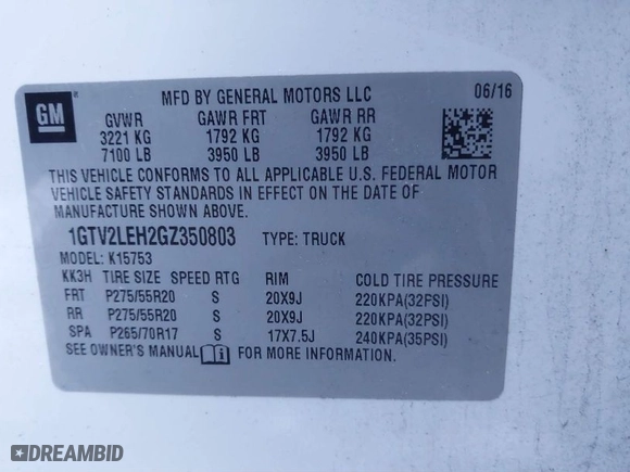 2016 GMC Sierra 1500 with VIN 1GTV2LEH2GZ350803, listed as a IAAI auction lot 41310105 with 135,662 mi miles. Bid and sale history available at carsss.com. Image 9.