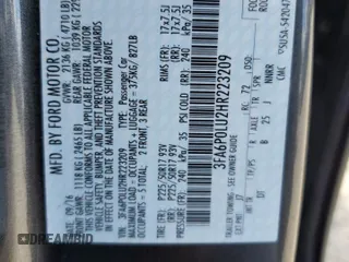 2017 Ford Fusion Hybrid SE с VIN 3FA6P0LU2HR223209, выставлен на аукционе Copart как лот 63683495 с пробегом 66 784 миль миль и Списание • Salvage title. История ставок и продаж доступна на DreamBid. Изображение 12.