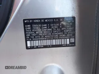 2015 Honda Fit LX with VIN 3HGGK5H58FM727710, listed as a IAAI auction lot 42208290 with 121,552 mi miles. Bid and sale history available at carsss.com. Image 9.