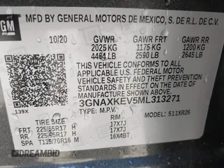 2021 Chevrolet Equinox LT with VIN 3GNAXKEV5ML313271, listed as a IAAI auction lot 41761569 with 31,430 mi miles. Bid and sale history available at carsss.com. Image 9.