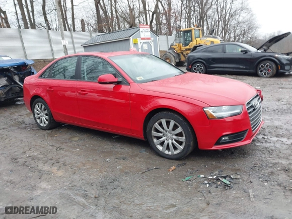 2014 Audi A4 Premium with VIN WAUBFAFL6EN025510, listed as a IAAI auction lot 41695920 with 102,033 mi miles. Bid and sale history available at carsss.com. Image 1.