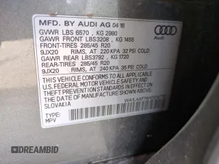 2017 Audi Q7 Premium Plus with VIN WA1LAAF74HD014776, listed as a Copart auction lot 57088365 with 152,853 mi miles and Salvage title. Bid and sale history available at DreamBid. Image 13.
