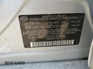 2014 Hyundai Sonata Limited with VIN 5NPEC4AB4EH876391, listed as a Copart auction lot 49819535 with 62,514 mi miles and Salvage Title. Bid and sale history available at DreamBid. Image 12.
