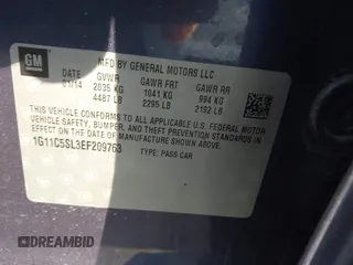 2014 Chevrolet Malibu LT with VIN 1G11C5SL3EF209763, listed as a IAAI auction lot 42113080 with 105,545 mi miles and . Bid and sale history available at DreamBid. Image 9.