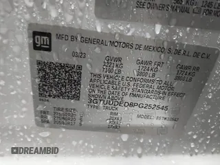 2023 GMC Sierra 1500 SLT с VIN 3GTUUDED8PG252545, выставлен на аукционе IAAI как лот 41927790 с пробегом 14 642 миль миль и . История ставок и продаж доступна на DreamBid. Изображение 9.