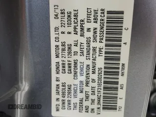 2014 Acura RLX with VIN JH4KC1F31EC002626, listed as a Copart auction lot 43201315 with 180,901 mi miles and Salvage Title. Bid and sale history available at carsss.com. Image 14.