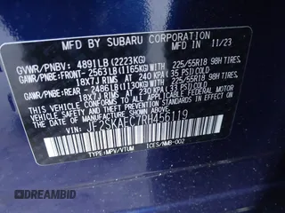2024 Subaru Forester Sport with VIN JF2SKAEC7RH456119, listed as a IAAI auction lot 41405345 with 13,395 mi miles. Bid and sale history available at carsss.com. Image 9.