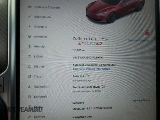 2018 Tesla Model S 75D with VIN 5YJSA1E40JF259792, listed as a Copart auction lot 56502085 with 116,821 mi miles and Salvage title. Bid and sale history available at DreamBid. Image 9.