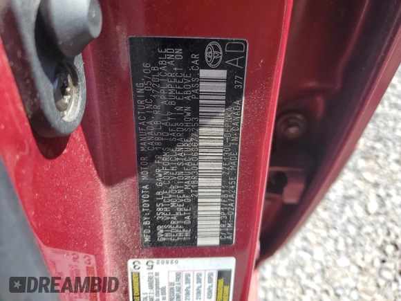 2006 Toyota Corolla CE with VIN 2T1BR30E06C677253, listed as a Copart auction lot 53715705 with 153,230 mi miles and Clean Title. Bid and sale history available at DreamBid. Image 12.