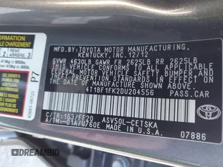 2013 Toyota Camry L with VIN 4T1BF1FK2DU204556, listed as a IAAI auction lot 41699474 with 200,897 mi miles. Bid and sale history available at carsss.com. Image 9.