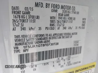 2015 Ford Expedition Max XL with VIN 1FMJK1GT8FEF30728, listed as a IAAI auction lot 41204002 with 90,654 mi miles and . Bid and sale history available at DreamBid. Image 9.