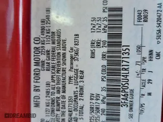 2020 Ford Fusion Plug-In Hybrid Titanium with VIN 3FA6P0SU4LR171351, listed as a Copart auction lot 74974754 with 0 mi miles and Salvage Title. Bid and sale history available at carsss.com. Image 13.
