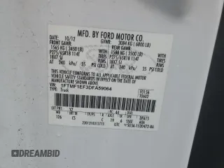 2013 Ford F-150 XL with VIN 1FTMF1EF3DFA59064, listed as a Copart auction lot 82676274 with 144,003 mi miles and Salvage Title. Bid and sale history available at DreamBid. Image 14.