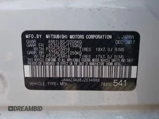 2018 Mitsubishi Outlander ES with VIN JA4AZ3A38JZ034988, listed as a IAAI auction lot 42474272 with 95,066 mi miles and . Bid and sale history available at DreamBid. Image 9.