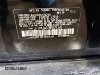 2021 Subaru WRX with VIN JF1VA1A69M9824341, listed as a Copart auction lot 46416725 with 36,504 mi miles and Salvage Title. Bid and sale history available at carsss.com. Image 14.