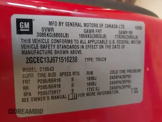 2007 Chevrolet Silverado 1500 Work Truck with VIN 2GCEC13J671516238, listed as a IAAI auction lot 41889211 with 209,895 mi miles and . Bid and sale history available at DreamBid. Image 9.
